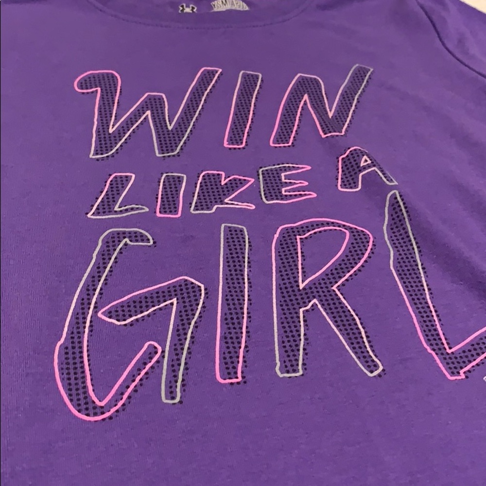 Purple Girls Under Armour T - Win Like A Girl YSM - Picture 3 of 3